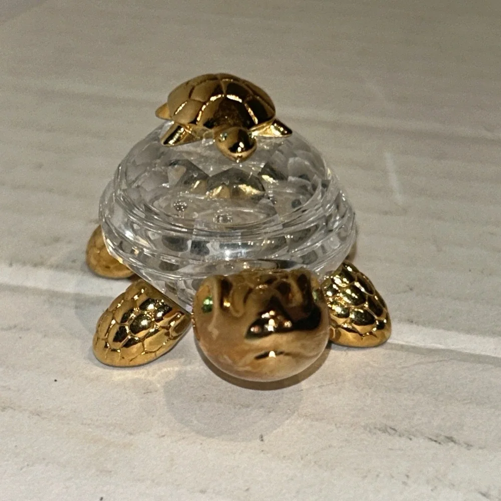 Swarovski Crystal Turtle Figurine Small Jewelry Box